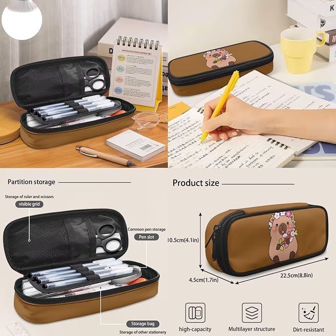 4 PCS Backpacks for Kids Capybara Backpack School Bag with Reusable Lunch Box Water Bottle Carrier Bag Pencil Case Set Preschool Kindergarten - Image 5