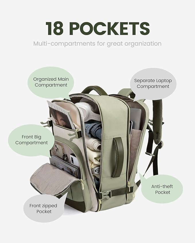 LOVEVOOK Travel Backpack for Women & Men - 17.3 Inch Carry On Backpack & Personal Item Backpack for Airlines, Spacious and Durable Design, with 3 Packing Cubes - Image 5