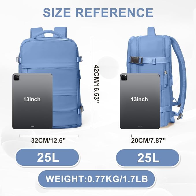 coowoz Travel Backpack for Women Men,Carry On Backpack,Hiking Backpacks Outdoor Sports Rucksack Casual Daypack Travel Essentials Sky Blue - Image 3