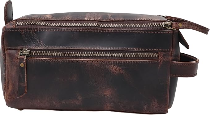 Toiletry Bag For Men Women Dopp Kit Large Cosmetic Travel Bags Toiletries Shaving Organizer Travel Kit Pouch Bag - Antique (Dark Brown) - Image 6