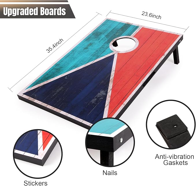 Cornhole Set 4x2 and 3X2 Regulation Size Corn Holes Sets with Carrying Bags & 8 Bean Bags Cornhole Boards Bean Toss Games for Adults Family Outdoor Beach Lawn Outside Backyard Games - Image 4