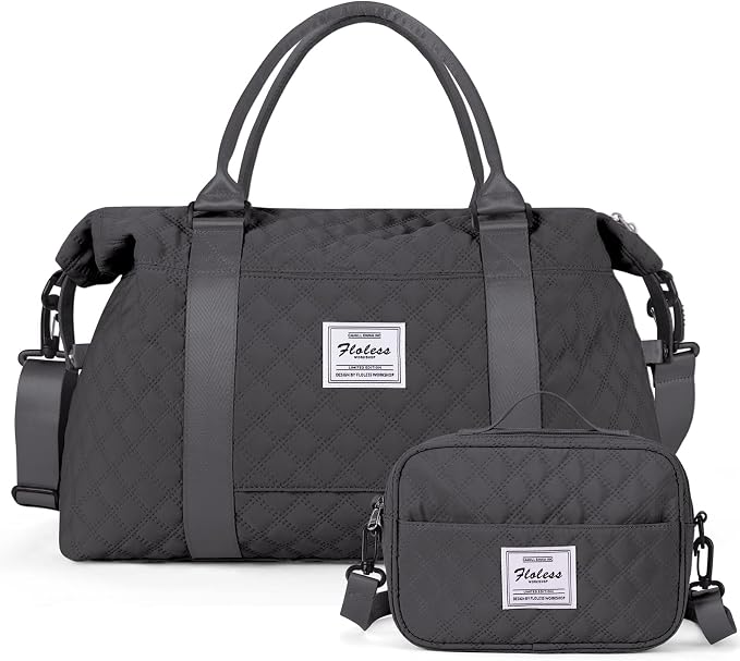 Weekender Bags for Women, Travel Duffel Overnight Carry on Bag with Toiletry Bag&Wet Pocket,Dark Grey by HYC00