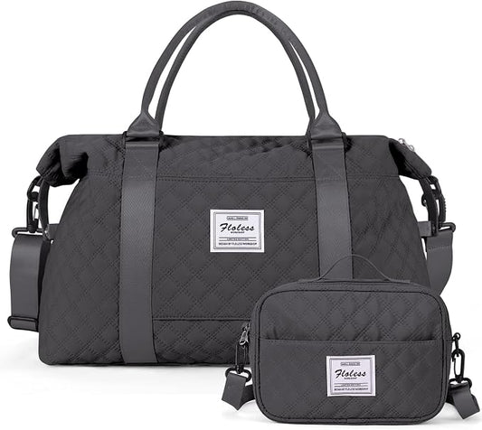Weekender Bags for Women, Travel Duffel Overnight Carry on Bag with Toiletry Bag&Wet Pocket,Dark Grey by HYC00