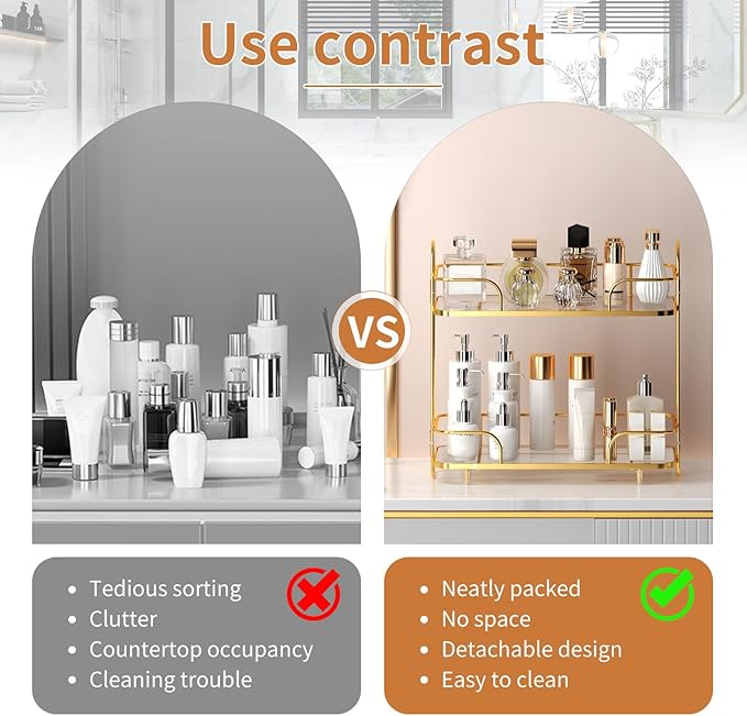 2 Tier Corner Bathroom Counter Organizer, Cosmetic Skincare Organizer, Bathroom Countertop Perfume Tray Vanity Organizer, Kitchen Spice Corner Storage Shelf | Cosmetic Skincare Organizer - Image 5
