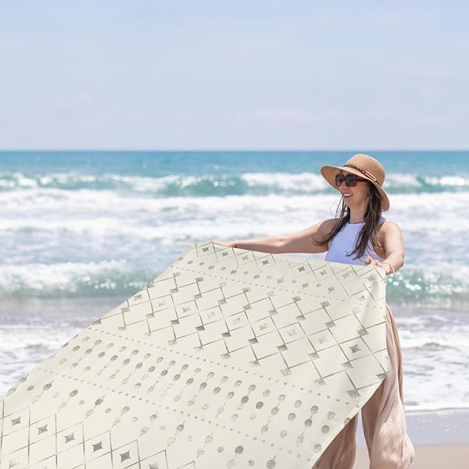 Beach Blanket Waterproof Sandproof, 10'X 9' Extra Large Oversized Beach Mat for 2-8 Adult, Quick Drying Lightweight Washable Polyester Picnic Blankets for Outdoor, Travel, Camping, Hiking-Moroccan - Image 4