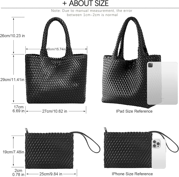 JINMANXUE Fashion Woven Bag Shopper Bag Travel Handbags and Purses Women Tote Bag Large Capacity Shoulder Bags - Image 3