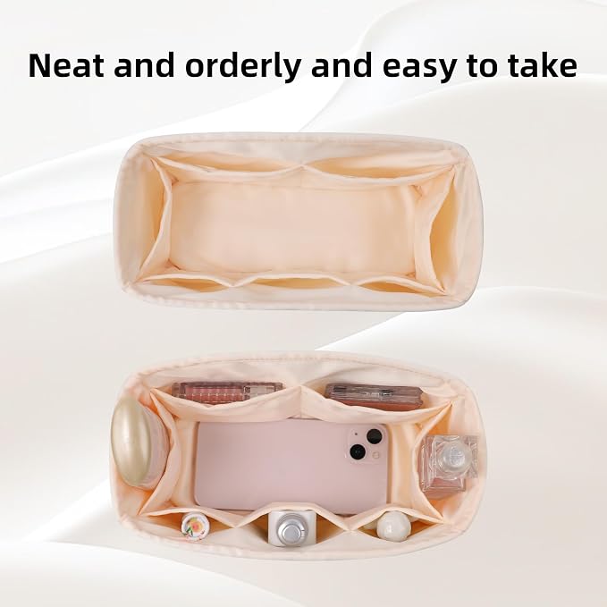 DGAZ Purse Organizer Silky Smooth,Silk,Luxury Handbag Tote in Bag Shapers, Women- Fits Birkin25/30/35/40 Bags (Craie, BK25) | Soft and Lightweight,Perfect Fit,Multi-pocket Storage,Bag Protector,Luxury Bag Care,Handmade,for Smooth Bag Organizer - Image 6