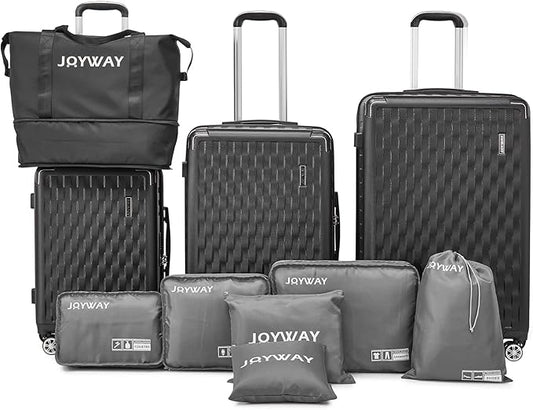 Melalenia Luggage 10 Piece Sets Clearance,Large Suitcase Set Spinner Wheels with TSA Locks,Hard Shell Luggage Sets for Women Travel Suitcase (10Pcs Black) by Melalenia