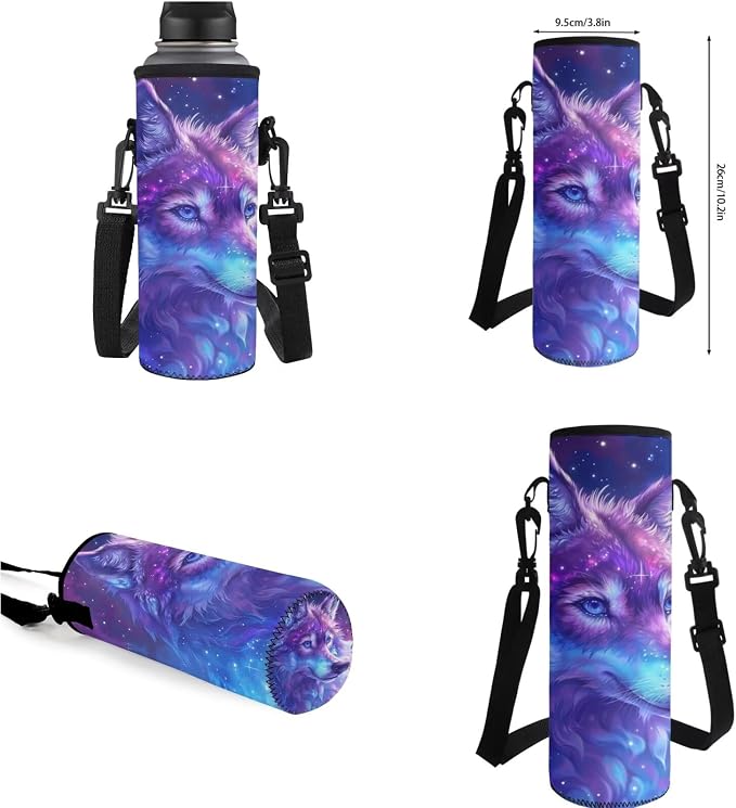 Galaxy Wolf Backpack for Girls Boys Backpack with Lunch Box Water Bottle Carrier with Strap and Big Pencil Case 4PCS Bookbag with Compartments for School 17 inch Sturdy School Bag for Kids - Image 7