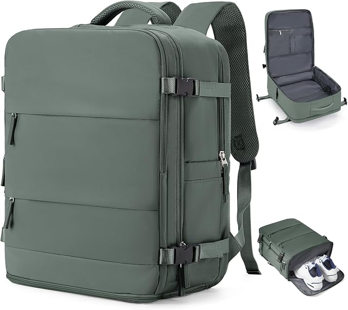 coowoz Large Travel Backpack Carry On for Women Man Waterproof Gym Backpacks Mochila de Viaje Teacher Travel Bag Essentials Personal Item Backpack Rucksack Airplane Accessories Must Haves Olive Green by coowoz