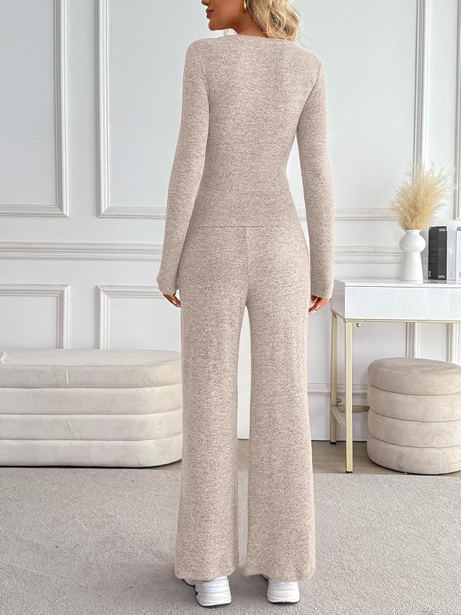 LILLUSORY Womens 2 Piece Matching Lounge Sets 2026 Fall Fashion Outfits | Long Sleeve Top & Drawstring Wide Leg Pants with Pockets, Workout Gym Comfort Sweat Suit, Travel Airport Vacation Clothing - Image 4