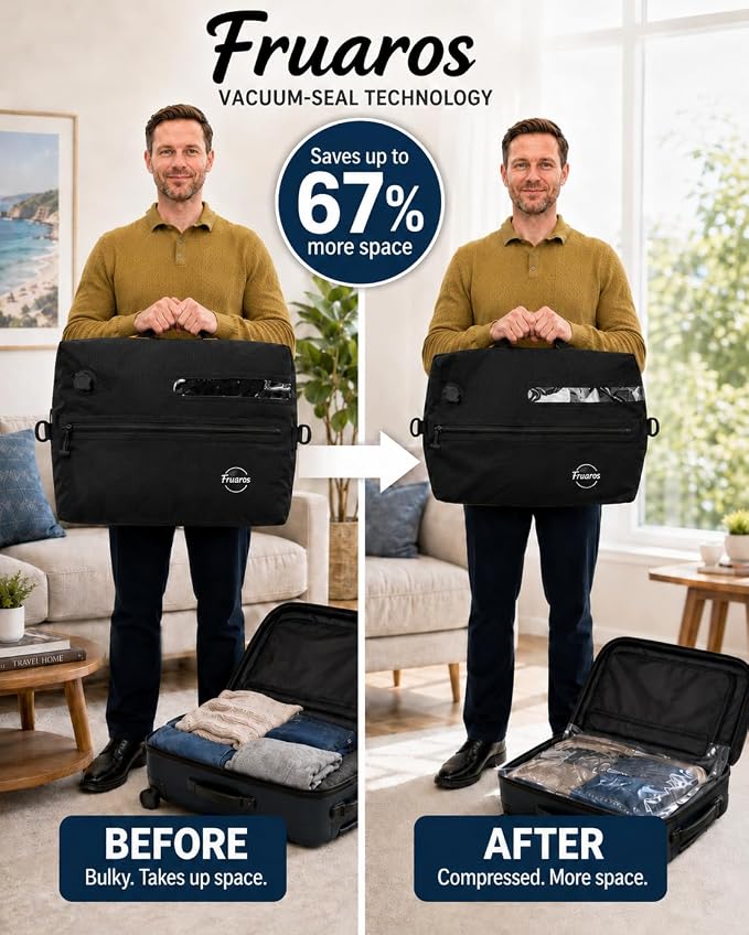Vacuum bags for travel luggage with Wireless Pump, IP68 Waterproof, Reusable Compression Bags, Pack More in Carry-On & Checked Suitcases(2Pack+Pump) - Image 9