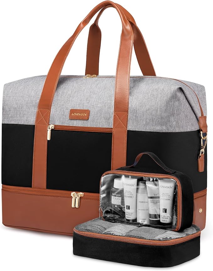 LOVEVOOK Weekender Bag for Women, Large Duffle Bag for Travel with 2 Packing Cubes, Carry on Overnight Bag with Shoe Compartment, Mom Hospital Bags for Labor and Delivery by LOVEVOOK