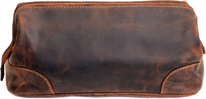 Genuine Leather Toiletry Bag for Travel, Gym, and Daily Use, Grooming Travel Kit, Large Shaving Bag with Waterproof Lining Gift for Men & Women (Tan Brown) - Image 2