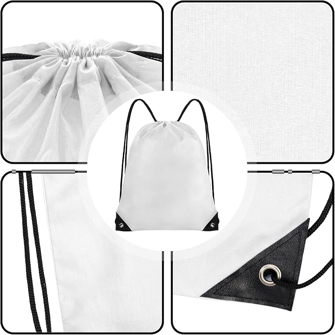 Grneric Drawstring Backpack Bulk 70Pcs String Backpack Drawstring Bags Cinch Bag Sackpack for Men Women Gym(White) - Image 3
