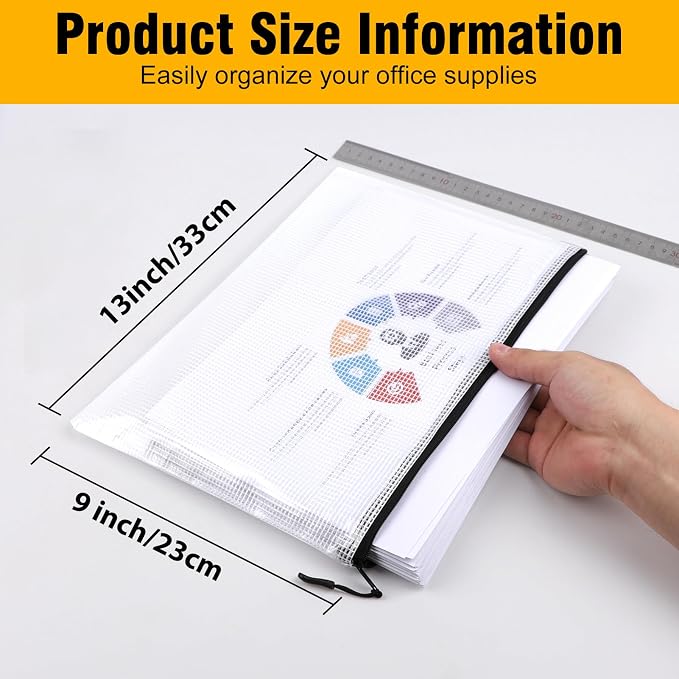 YOPCDJ 60pcs Large Mesh Zipper Pouch File Bags Reusable Zippered Pouches for Organizing Classroom, Board Game Storage, Puzzle Bags Black - Image 2