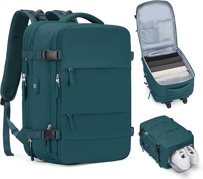 coofay Extra Large Backpack For Traveling On Airplane Carry On Backpack Flight Approved Personal Item Travel Backpack For Women Men Airline Approved Gym Bag With Shoe Compartment Weekender Hiking Bag by coofay
