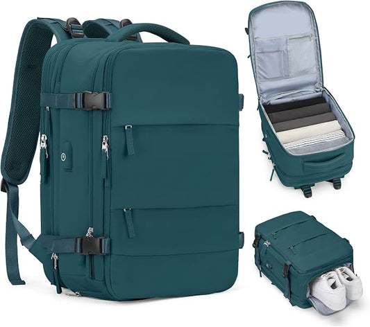 coofay Extra Large Backpack For Traveling On Airplane Carry On Backpack Flight Approved Personal Item Travel Backpack For Women Men Airline Approved Gym Bag With Shoe Compartment Weekender Hiking Bag by coofay