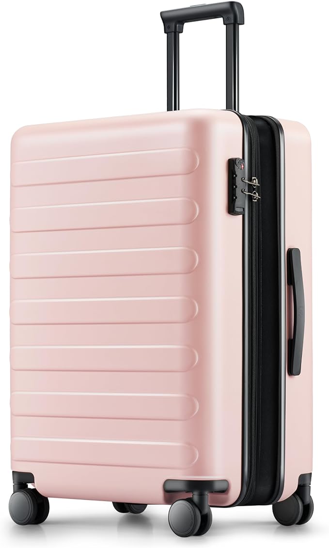 NINETYGO Medium Checked Luggage 24 Inch, Checking In Luggage with Smooth Spinner Wheels, Expandable, Hard Shell PC Suitcase, Lightweight Travel Luggage, TSA Approved (Pink, Rhine Max) by NINETYGO