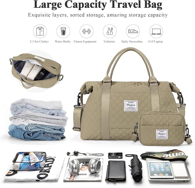 Travel Duffel Bag, Carry On Overnight Weekender Bags for Women | Travel Bag with Wet Pocket & Trolley Sleeve, For Spirit Airlines 18x14x8 Personal Item Bag - Image 2
