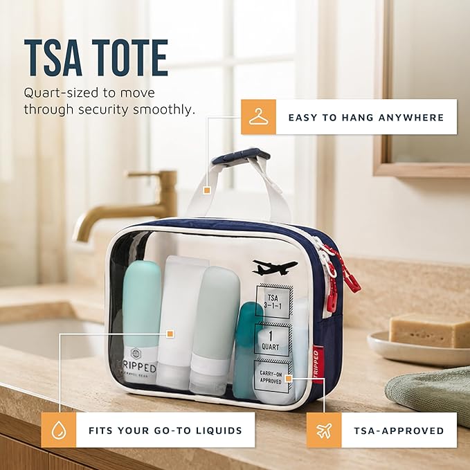 Toiletry Bag Kit 3 Piece Set: Hanging Travel Toiletry Bag + 311 TSA Cosmetic Liquid Bag + Accessory Organizer Pouch - Image 4