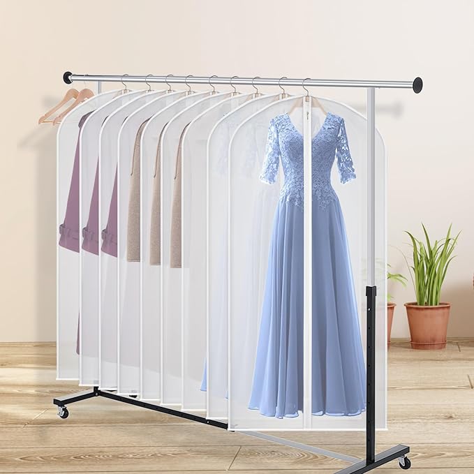 60 inches Garment Bags for Closet Storage with Zipper Translucent Garments Bag for Gowns Long, Dresses, Suit, Coat - Set of 20 [Upgraded Version] - Image 3