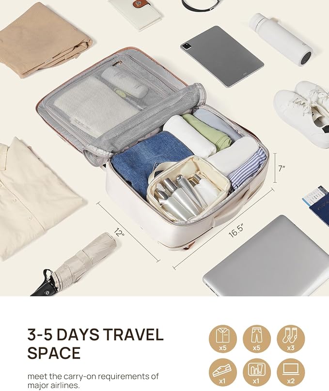 Telena Travel Backpack for Women, 15.6 inch Laptop Backpack TSA Carry on Backpack Personal Item Size Flight Approved Travel Bag Daypack with Multi-Pockets for Work, Travel, Business, Beige-Brown - Image 3