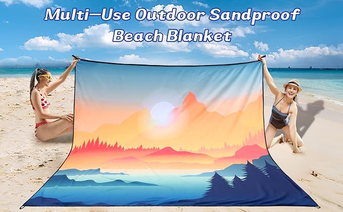 WIWIGO Beach Blanket Waterproof Sandproof Beach Mat 79" X 83"/10'x9'for 2-8 Adults Quick Drying Outdoor Picnic Mat Beach Accessories for Travel, Camping, Hiking - Image 6