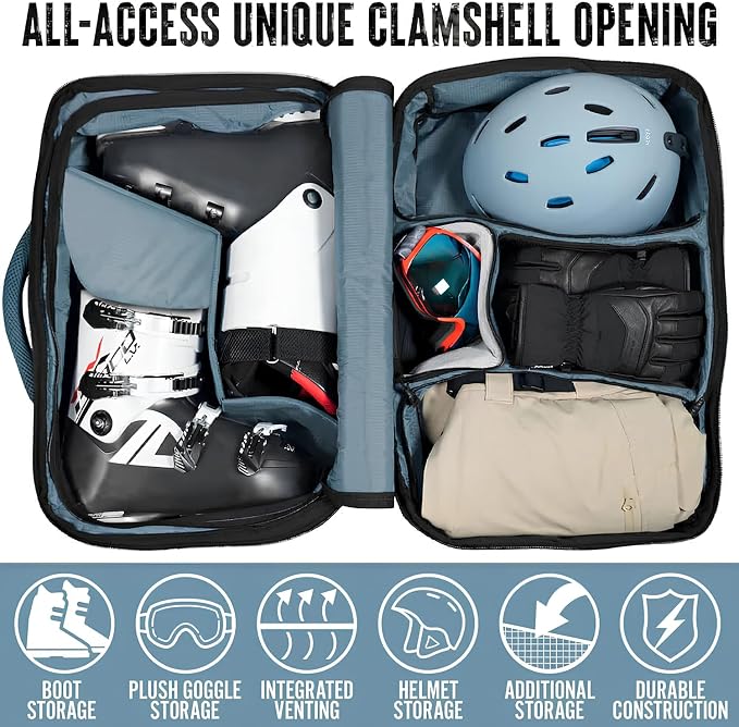 Wildhorn Brimhall 65L Ski Boot Bag & Snowboard Backpack -US Ski Team Official Supplier- Waterproof & Durable, 3 Carry Travel Options, Fits Boots, Helmets, Goggles & Outerwear - Image 2