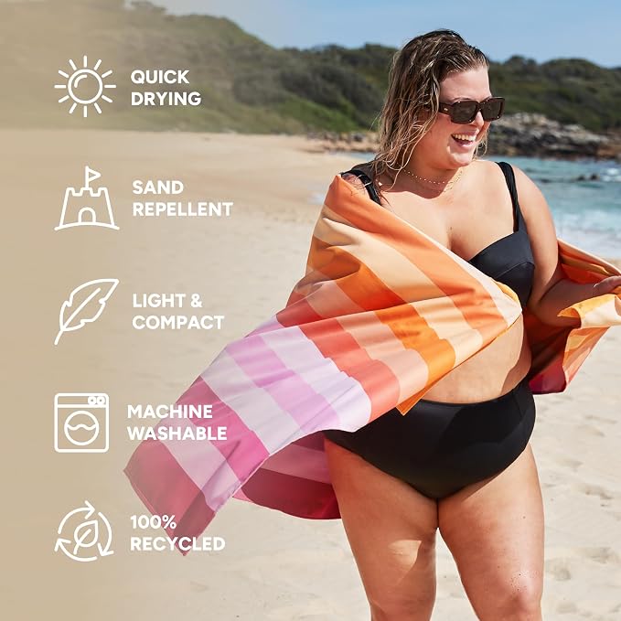 Dock & Bay Kid's Towel - for Beach Use - Quick Dry, Sand Free - Compact, Lightweight - 100% Recycled - Includes Bag - Summer - Miami Sorbet, Large (160x90cm, 63x35) - Image 2