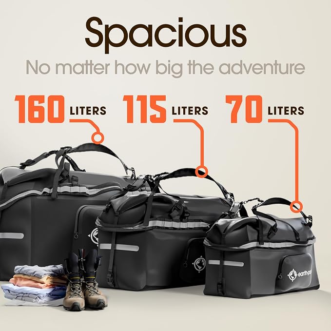 Earth Pak Waterproof Duffel Bag - Large Dry Bag, 1680D TPU, Heavy Duty, Camping & Marine Dry Bag, 8x8 Popout Pocket - Image 6