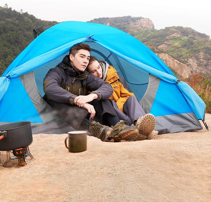 BISINNA 2/4 Person Camping Tent Lightweight Backpacking Tent Waterproof Windproof Two Doors Easy Setup Double Layer Outdoor Tents for Family Camping Hunting Hiking Mountaineering Travel - Image 2