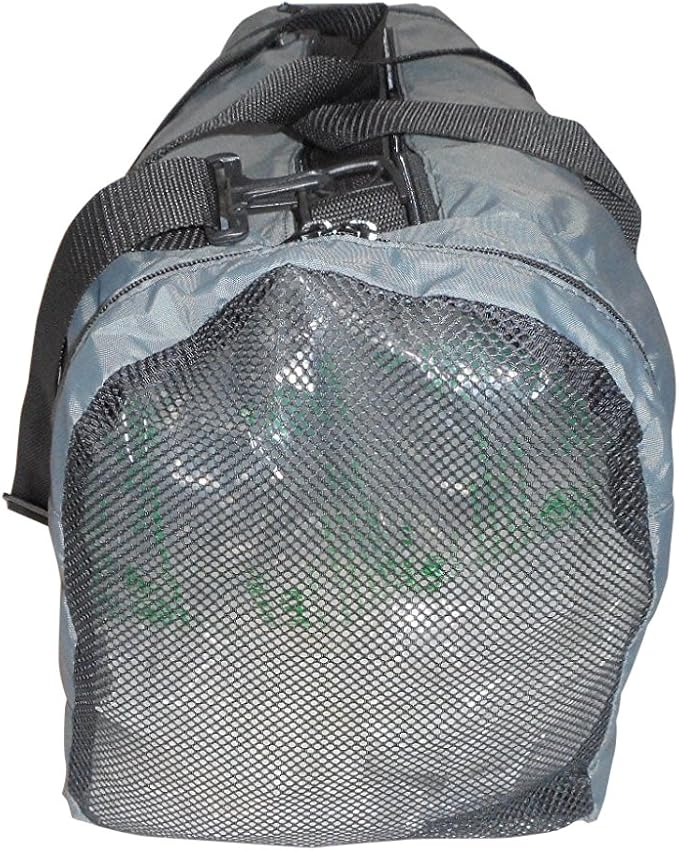 Duffle Bag Wet and Dry with One End Compartment Mesh, Front Pocket Made In USA (Gray) - Image 2