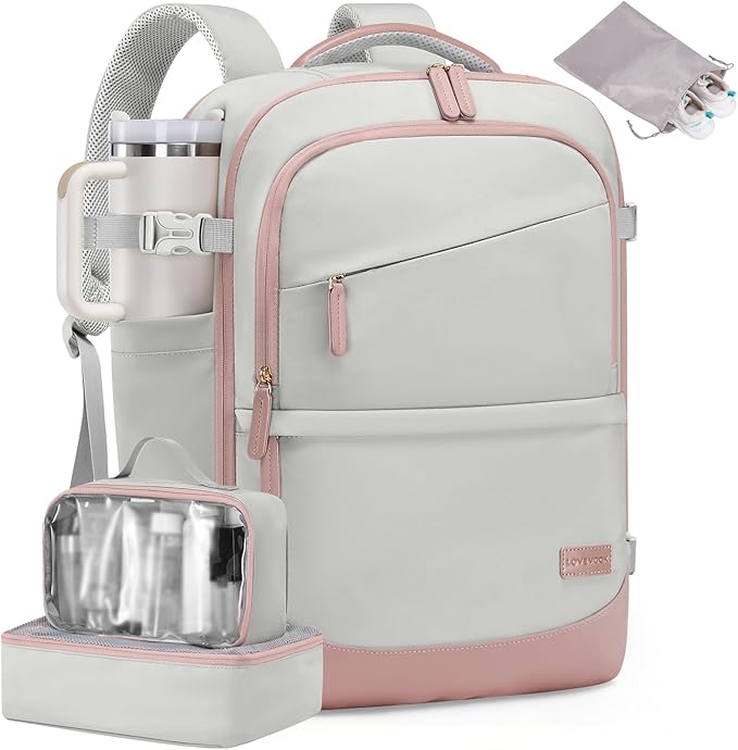LOVEVOOK Travel Backpack for Women & Men, 40L Carry on Backpack Airline Approved, Large TSA Personal Item Travel Bag fits 17.3" Laptop, Business Weekender Bag for Essentials, 4Pcs by LOVEVOOK