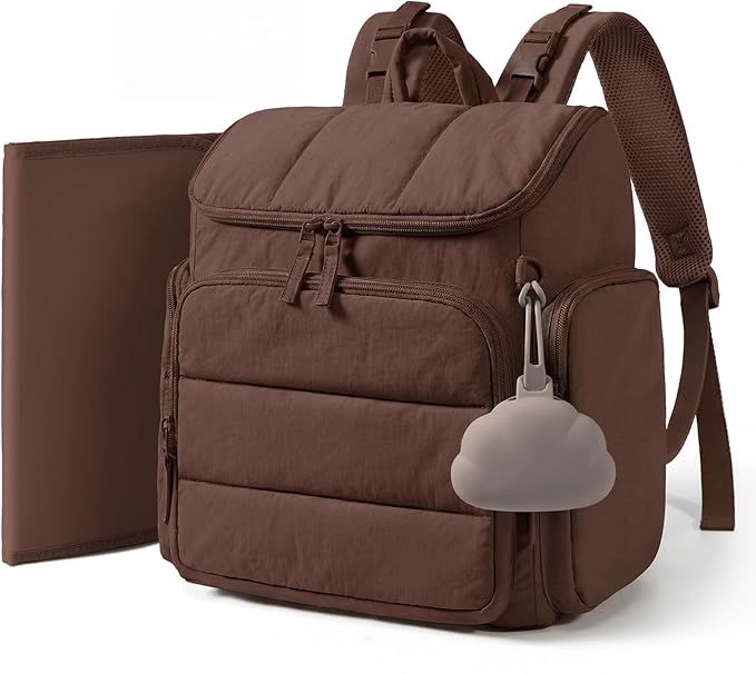 mommore Diaper Bag Backpack, Baby Bag with Waterproof Changing Pad and Stroller Straps for Toddler, Diaper Backpack for Mom Dads with Insulated Pockets & Pacifier Case, Baby Essential, Coffee by mommore