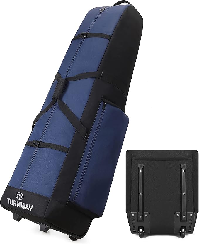 TurnWay Foldable Padded Golf Travel Bag, Heavy Duty 900D Polyester Golf Club Bag Waterproof Golf Carry Bag Cart Bag with Wheels, Soft-Sided Spacial Size for Golf Gear Transportation by turnway