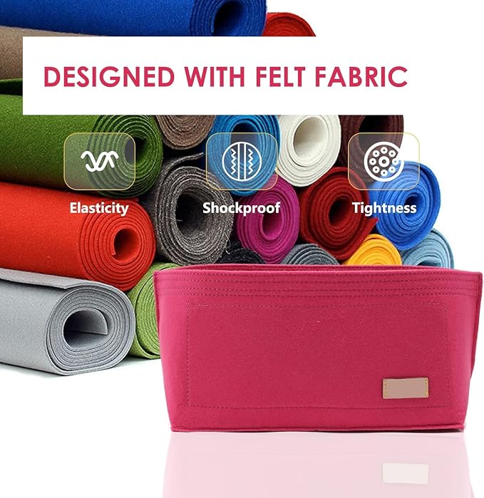 Premium Felt Purse Organizer Insert Compatible with Neverfull GM and More, Felt Bag Organizer Liner with Base Shaper for Tote Handbags,Rose/XL - Image 6