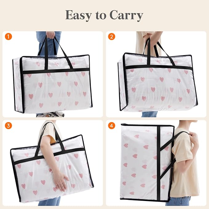 Lifewit 8 Pack Clear Clothes Storage Bags, 60L Plastic Blanket Storage Bag, Vinyl Foldable Moving Bags with Zipper, Closet Organizers and Storage Containers for Bedding, Duvet, Comforter - Image 6