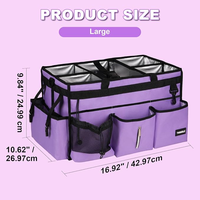 Large Cleaning Caddy Bag With Detachable Divider,Caddy Organizer With Handle,Cleaning Supply Storage With Adjustable Shoulder Strap & Waist Belt For Cleaners,Cleaning Housekeepers - Image 6