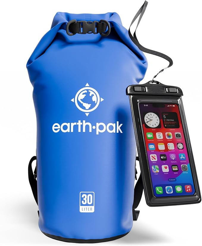 Earth Pak Waterproof Dry Bag - Roll Top Waterproof Backpack Sack Keeps Gear Dry for Kayak with Waterproof Phone Case by earthpak