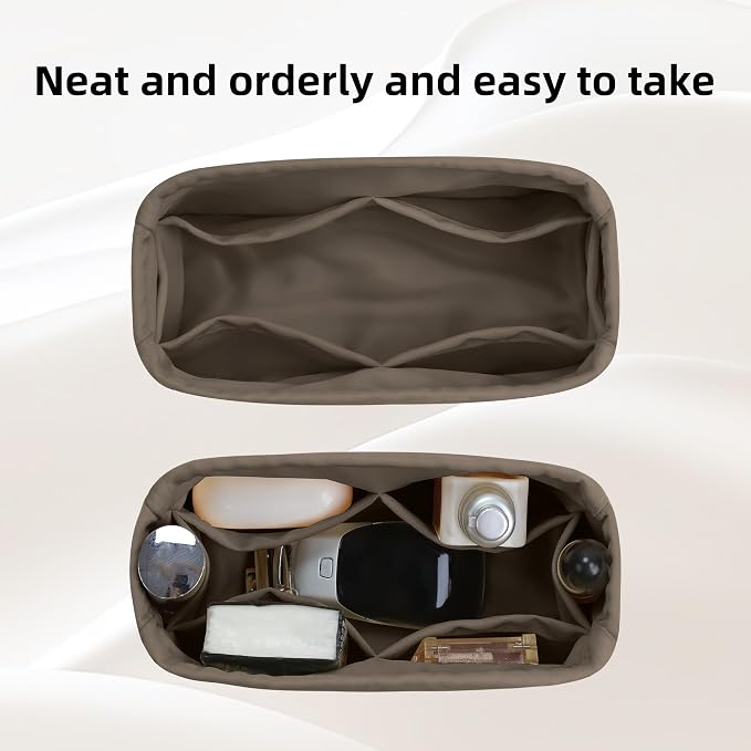 DGAZ Purse Organizer Silky Smooth,Silk,Luxury Handbag Tote in Bag Shapers, Women- Fits Birkin25/30/35/40 Bags (Etoupe grey, BK35) | Soft and Lightweight,Perfect Fit,Multi-pocket Storage,Bag Protector,Luxury Bag Care,Handmade,for Smooth Bag Organizer - Image 5
