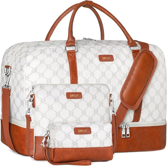 IBFUN Weekender Bags for Women, 21" Weekender Travel Bag, Travel Duffle Bag with Shoe Compartment Carry on Overnight Duffel Bag for Weekend Travel Business Trip, 3PCS by IBFUN