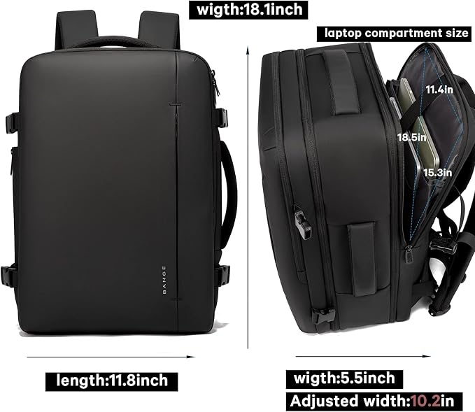 BANGE 35L Men's Expandable Laptop Backpack for 17.3Inch Laptop, Carry On Backpack Fits Under Seat Airline Approved, Personal Item Travel Bag for Men… - Image 4