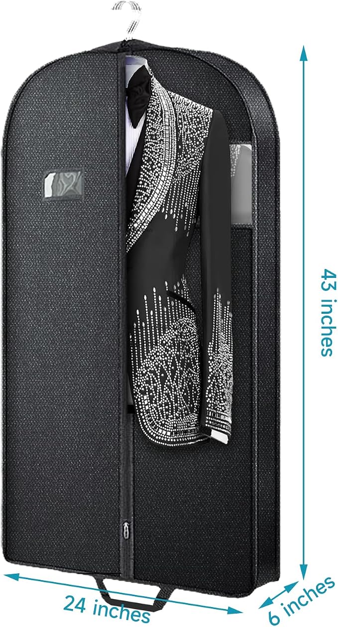 43" Garment Bags Suit Bags for Hanging Clothes & Travel,Gusseted Hanging Suit Bags for Men Clothes Travel with 2 Handles for Tuxedos, Coats,Jackets, Shirts (3pack) - Image 2