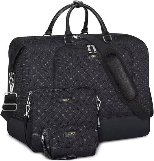 Travel Weekender Bag for Women, 21" Overnight Bag with Shoe Compartment 50L Large Travel Duffel Bag Carry On Tote for Weekend, Overnight, Business Trips, Water Resistant by TIBES