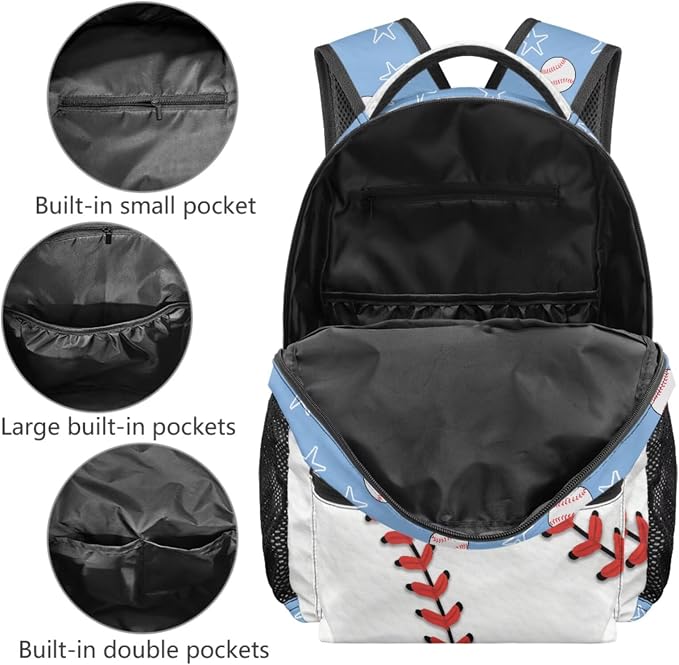 Ice Cream Baseball Backpack for Kids Girls 4th 5th 6th Grade, 4-Piece School Bag with Lunch Box, Pencil Case & Dinosaur Charm Sweet Sporty Bookbag, Scoop Hit - Image 3