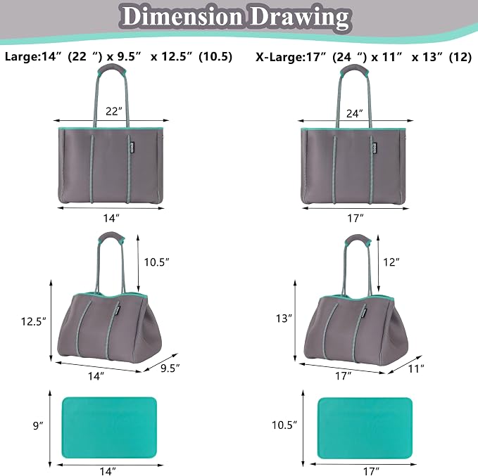 QOGiR Neoprene Multipurpose Beach Bag Tote with Inner Zipper Pocket … … … … - Image 6