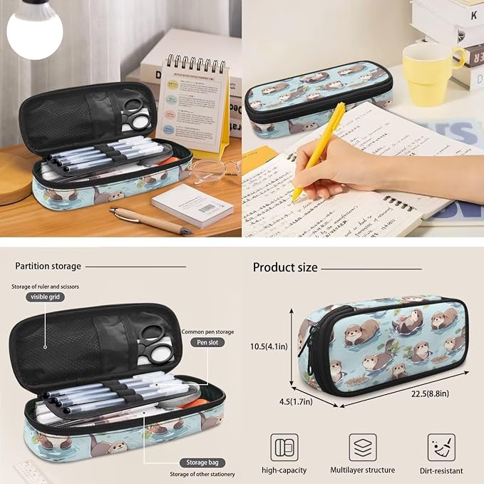 Cute Otter Backpack for Secondary Grade Students Backpacks Set for Girls Boys Kid's School Bag with Insulated Lunch Bag and Pencil Case 17 Inch Casual Daypack - Image 5