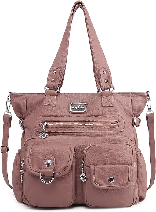 Angelkiss Purses Handbags for Women PU Tote Satchel Bags for Women Pockets Shoulder Bags… | PU by AngelKiss