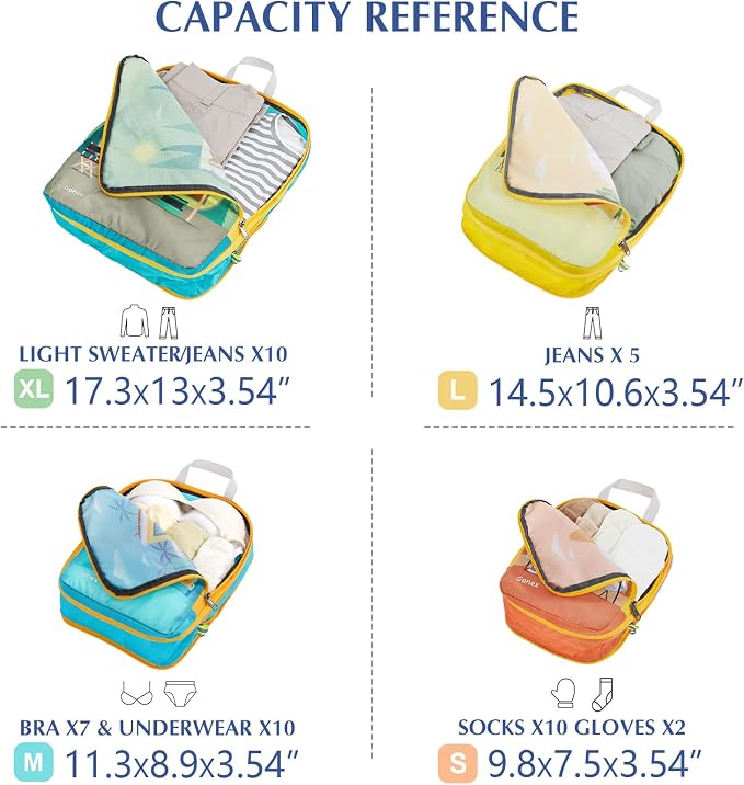 Gonex Compression Packing Cubes, 4pcs Expandable Storage Travel Luggage Bags Organizers, Travel Cubes for Suitcase Carry On (RV) - Image 4